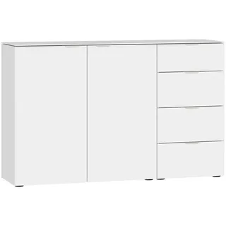 Jutzler Sideboard, Weiß, Kunststoff, 2 Fächer, 4 Schublade(n) Schubladen, 135x87x43 cm, Typenauswahl, in verschiedenen Größen erhältlich, Abdeckplatte aus Glas, Wohnzimmer, Kommoden & Sideboards, Sideboards