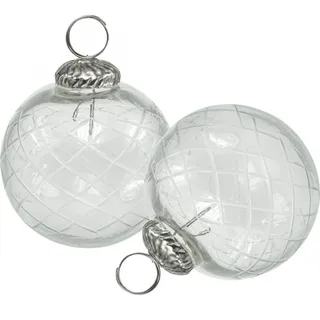 Christbaumkugeln Weihnachtskugeln durchsichtig Glas Ø7,5cm 3er-Set mit