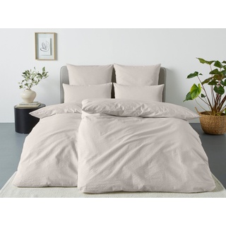 Bettwäsche Sari2 in Gr. 135x200 oder 155x220 cm, andas, Seersucker, 2 teilig, aus Baumwolle, uni Bettwäsche in Seersucker Qualität ideal für Sommer beige 1 St. x 135 cm x 200 cm