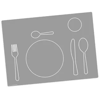 Tischsetmacher Platzset Tischset,  Platzset abwaschbar - für Kinder - Montessori, (aus erstklassigem Vinyl (Kunststoff - BPA-frei), 1-St., 44 x 32 cm - rutschfeste Tischdekoration), Made in Germany grau