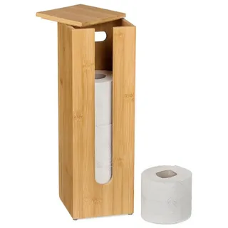 relaxdays Toiletten-Ersatzrollenhalter Toilettenpapier Aufbewahrung aus Bambus (1-St) braun