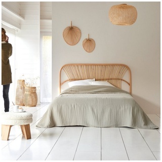 Tikamoon Massivholzbett »Kopfteil für Bett aus Rattan 160 cm Schlafzimmer D« beige