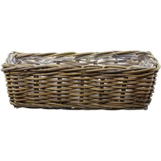 Rattan Pflanzkasten Blumenkasten Koboo Grey 46 cm lang grau, Balkonkasten