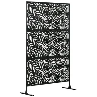 Outsunny Garten-Paravent 122 x 45 x 198 cm Schwarz Stahl
