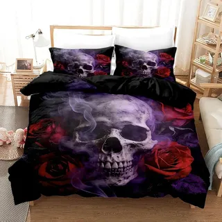 Bettwäsche 220x240 cm, für Halloween, Polyester, schwarz