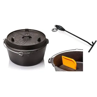 Petromax Feuertopf Starterset ft9-t (Dutch Oven Planer Boden) inkl. Deckelheber + Schaber
