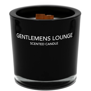 Jeremy Fragrance Kerze Gentleman Lounge/Premium Duftkerze im Glas mit Holzdocht/Schwarz/exquisit und mit lebendigem Guajaköl/Zedernholz, Patschuli, Eukalyptus