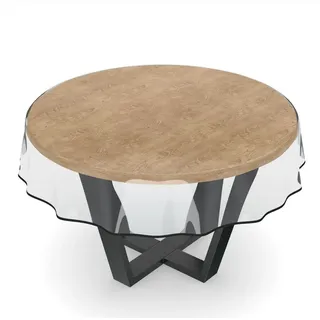 ANRO Tischdecke abwaschbar Rund Ø 140 cm Transparent Schwarz