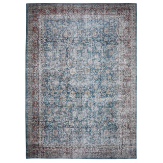 Barbara Becker Teppich Loft - waschbarer moderner Vintage Teppich - geeignet als Teppich Wohnzimmer und Schlafzimmer - orientalisch rutschfest, 80 x 150 cm türkis - beige