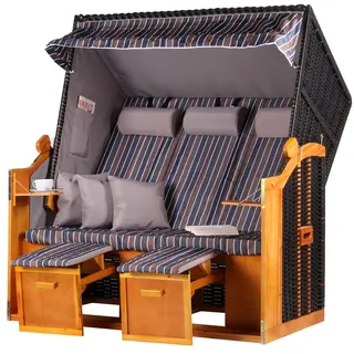 Strandkorb - 3-Sitzer - Volllieger - Ostsee - braun/anthrazit - PE schwarz