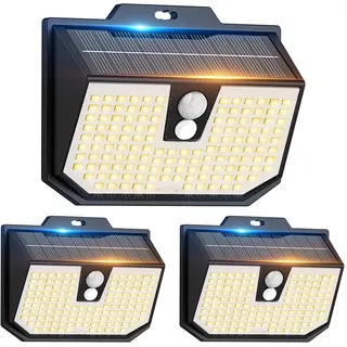 Yolsunes Solarlampen für Außen mit Bewegungsmelder IP65,3 Stück Warmweiß | Solar Wandleuchte mit 3 Modi PIR-Bewegungssensor,132 Ultrahelle LED,Wasserdichte Solar Lampe Outdoorfür Hof Garten Garage