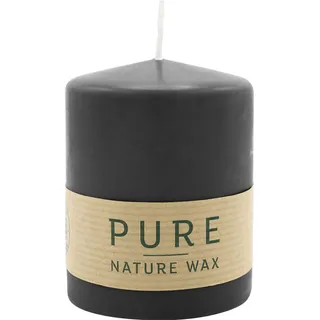 100% PURE, NATURAL WAX, Stumpenkerze, Schwarz, WENZEL, 90/70 mm, Brenndauer ca. 38h, 100% plastikfrei