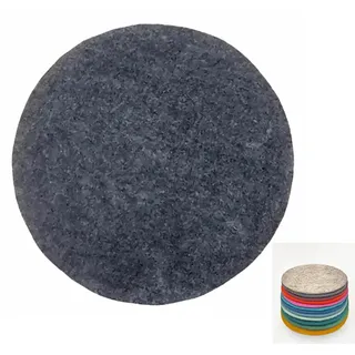 Nepalaya - flaches Sitzkissen Filzkissen aus 100% Wolle gefilzt, rund, Ø40cm, Bunte Stuhlkissen aus Filz - handgemacht - Nepal (anthrazit)