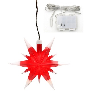 SIGRO LED Stern Weihnachtsstern mit Timer Rot/Weiß, LED, Fensterstern beleuchtet inkl. Batteriefach rot