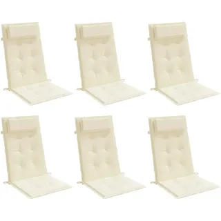 vidaXL Hochlehner-Auflagen 6 Stk. Creme Oxford-Gewebe