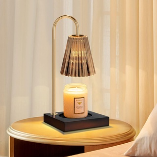 OKYUK Dimmbare Metallkerzenlampe mit 2 Glühbirne Kerzenwärmer Lampe kompatibel mit Glaskerzen, Vintage-Kerzenlampe, dimmbar, für Duftwachs (Anthrazit Timer)