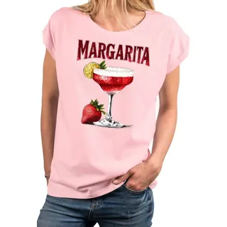 MAKAYA Print-Shirt Damen Margarita Party Top Lime Fruit Cocktail Elegant (Weiß, Rosa, Hellgrau, 34, 36, 38, 40, 42, 44, 46, 48, 50) aus Baumwolle rosa L