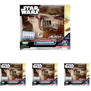 Star Wars Micro Galaxy Squadron - SWJ0100 - Grand Army of the Republic Battle Pack – 20cm großes Fahrzeug mit BARC Speeder und 5 Micro-Figuren als Zubehör (Packung mit 4)