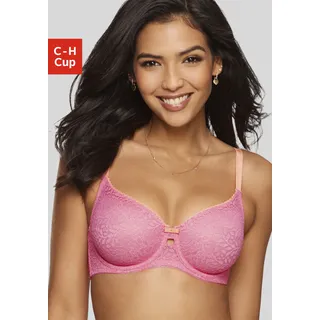 Nuance Minimizer-BH NUANCE, Damen, Gr. 90, Cup C, bunt (pink, pfirsich), Spitze, Obermaterial: 91% Polyamid, 9% Elasthan, feminin, BHs, mit Bügel aus leicht transparenter Spitze, Dessous