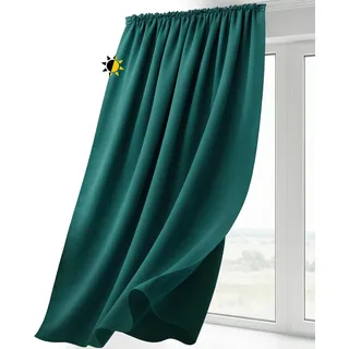 BEAUTEX Verdunklungsvorhang 140x175 Petrol Kräuselband Blickdicht | lichtmindernd, wärmeisolierend, pflegeleicht, waschbar, für Schiene geeignet, viele Farben und Größen