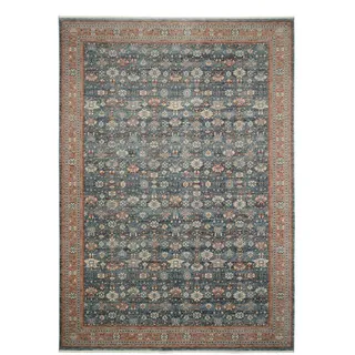 Novel Vintage-Teppich Picardie, Blau, Terracotta, Textil, orientalisch, rechteckig, 65x130 cm, Oeko-Tex® Standard 100, für Fußbodenheizung geeignet, in verschiedenen Größen erhältlich, Hausstauballergiker pflegeleicht, strapazierfähig, Teppiche & Böden, Teppiche, Vintage-Teppiche