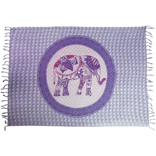 Ciffre Sarong Pareo Wickelrock Strandtuch Tuch Schal Wickelkleid Strandkleid Blickdicht Ibiza - Elefant Paisley Lila Mandala - Einheitsgröße