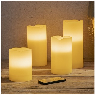 Spetebo LED-Kerze LED Wachs Stumpenkerze 4er Set mit Fernbedienung (Set, 4-tlg., 4-teilig), Künstliche Advents Kerze mit Fernbedienung weiß