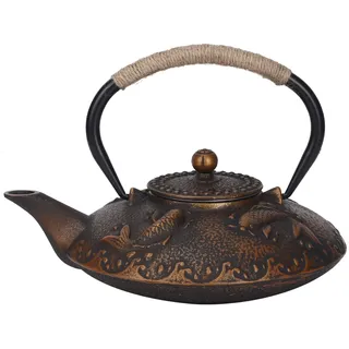 Gusseiserne Teekanne, Japanischer Tetsubin-Teekessel, Flache Gusseisen-Teekanne Mit Edelstahl-Teesieb, Teekessel aus Gusseisen Für Losen Blatttee Und Blühenden Blumentee, 0,9 L