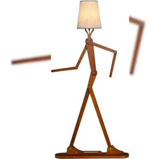 COSTWAY Gelenkige Poseable Kunstfigur Holz Stehleuchte, Lustige Stehleuchte