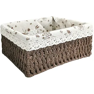 Pcscevcr Rattan-Aufbewahrungskorb, Weidenkörbe mit herausnehmbaren Einsätzen, Serviertabletts, Korb für Badezimmer, Küche, Zuhause, Schreibtisch, Regaldekoration (Braun, S)
