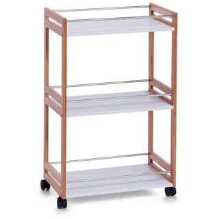 Zeller Rollwagen Bambus/MDF 81 cm x 30 cm x 51 cm Weiß