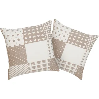 Dekokissen OTTO HOME "Gretje", beige (beige, gemustert), B:50cm L:50cm, Obermaterial: 50% Baumwolle, 50% Polyester, Dekokissen_Sitzkissen_Kissenhüllen, für Kinder, 50x50 cm, mit Reißverschluss, Baumwollmischung, Patchwork