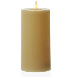 MARELIDA LED Kerze für Außen Garten Balkon flackernd H: 15cm D: 7,5cm outdoor Timer creme