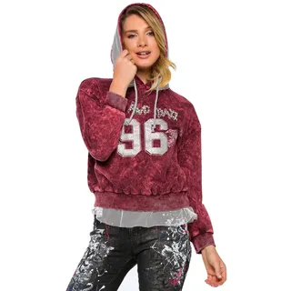 Cipo & Baxx Damen Kapuzensweatshirt WL207 Burgund – Stylischer Hoodie mit Kapuze & Kängurutasche – Bequemer Pullover für Freizeit, Alltag & Streetwear - WL207 Burgund M - M