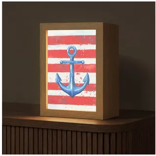 OnlyWow Tischleuchte Lightbox Anker - Farbspritzer - Rot - Blau, Dimmbar, Farbwechsel, LED, Warmweiß, Kaltweiß, Neutralweiß Einstellbar, Tischlampe, Schreibtischlampe, Desk, Dimmbar, mit Kabel, LED 15 cm x 8 cm x 20 cm