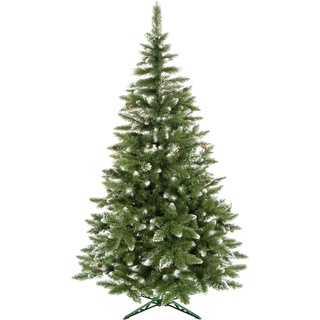 SPRINGOS Künstlicher Weihnachtsbaum Diamantkiefer Kunstschnee echte Zapfen 120 cm