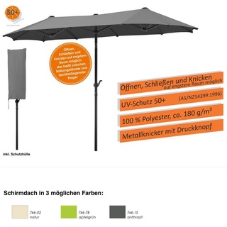 Schneider Schirme Sonnenschirm Schneider Schirme Salerno 300 x 150 cm Balkonschirm XXL Sonnenschirm grau|silberfarben