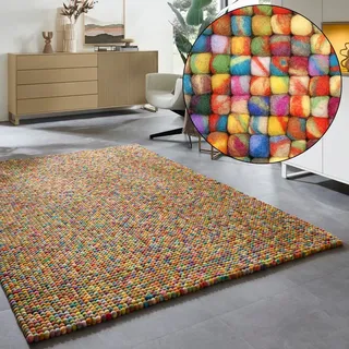 Wollteppich THEKO "Felty 2.2, handgefertigt" Gr. 3, bunt (multi), B:140cm H:22mm L:200cm, Wolle, Teppiche, Filzkugel-Teppich, reine Wolle, auch in rund & als Läufer