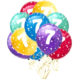 Luftballon Set Zahl 7 für 7. Geburtstag Kindergeburtstag Party 10 Deko Ballons Geburtstagsdeko bunt
