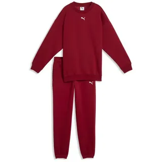 PUMA Trainingsanzug LOUNGEWEAR OVERSIZED SWEAT SUIT FL G (2-tlg), mit elastischem Bund, mit gerippten Bündchen, mit Seitentaschen rot 152 EU