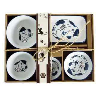Watenkliy Geschirr Set, Japanisch Sushi Set aus Porzellan 6-teilig Geschirr Set (Stil 1)
