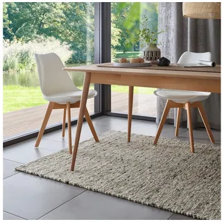 TaCa Home Wollteppich Handweb Woll-Teppich, rechteckig, Höhe: 10 mm, Grau Meliert - 250 x 340 cm grau 250 cm x 340 cm x 10 mm