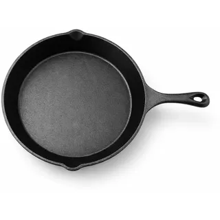 Geda Grill Gusseisenpfanne 30cm, eingebrannt Pfanne Gusseisen Induktion, Cast Iron Pan, Gusspfanne, Grillpfanne, für Grills und alle Herdarten, natürliche Bratpfanne, Steakpfanne, Ofenfest