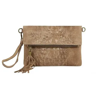 ITALYSHOP24COM Kroko Clutch Leder Beige