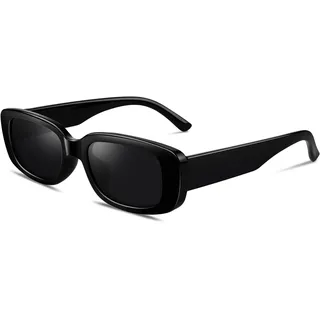 GQUEEN Rechteck Sonnenbrille Damen Herren Polarisiert Quadratisch Retro Vintage 90s UV400 - M