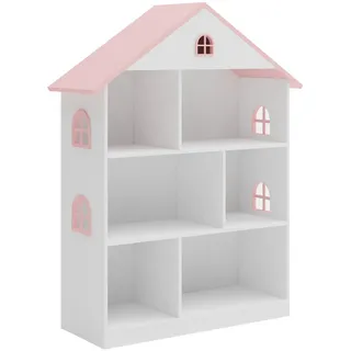 [en.casa] Kinderregal 83 x 106,5 x 30 cm Holzwerkstoff rosa weiß