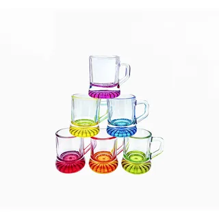 Carlso 12er-Set bunte Schnapsgläser mit Henkel, Shotgläser 2-3cl für Partys, Likörgläser, Aperitif-Gläser, vielseitig einsetzbar – Dessertgläser, ideal für Ramazzotti & Jägermeister (bunt)
