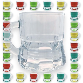 Gravidus Schnapsglas mit Henkel zum Umhängen aus Glas - Shotglas 2 cl Spülmaschinenfest, Likörglas für Schnaps, Shots und Liköre (24 Stück)