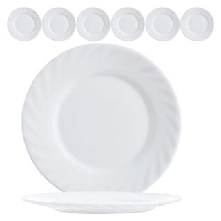Arcoroc Teller Trianon ARC D6886, 15,5 cm, Opalglas weiß, rund, flach, 6 Stück