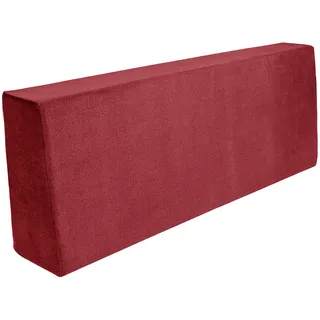 TexDeko BeSmart Rückenkissen 120x43x20/15cm für Palettenkissen mit Abperleffekt Samt-Stoff Bezug mit Reißverschluss waschbar für Palettenpolster (Bordeaux)